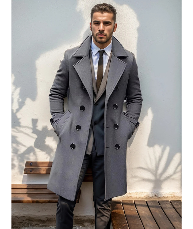 R&B | Eleganter Männer-Doppelreiher-Mantel