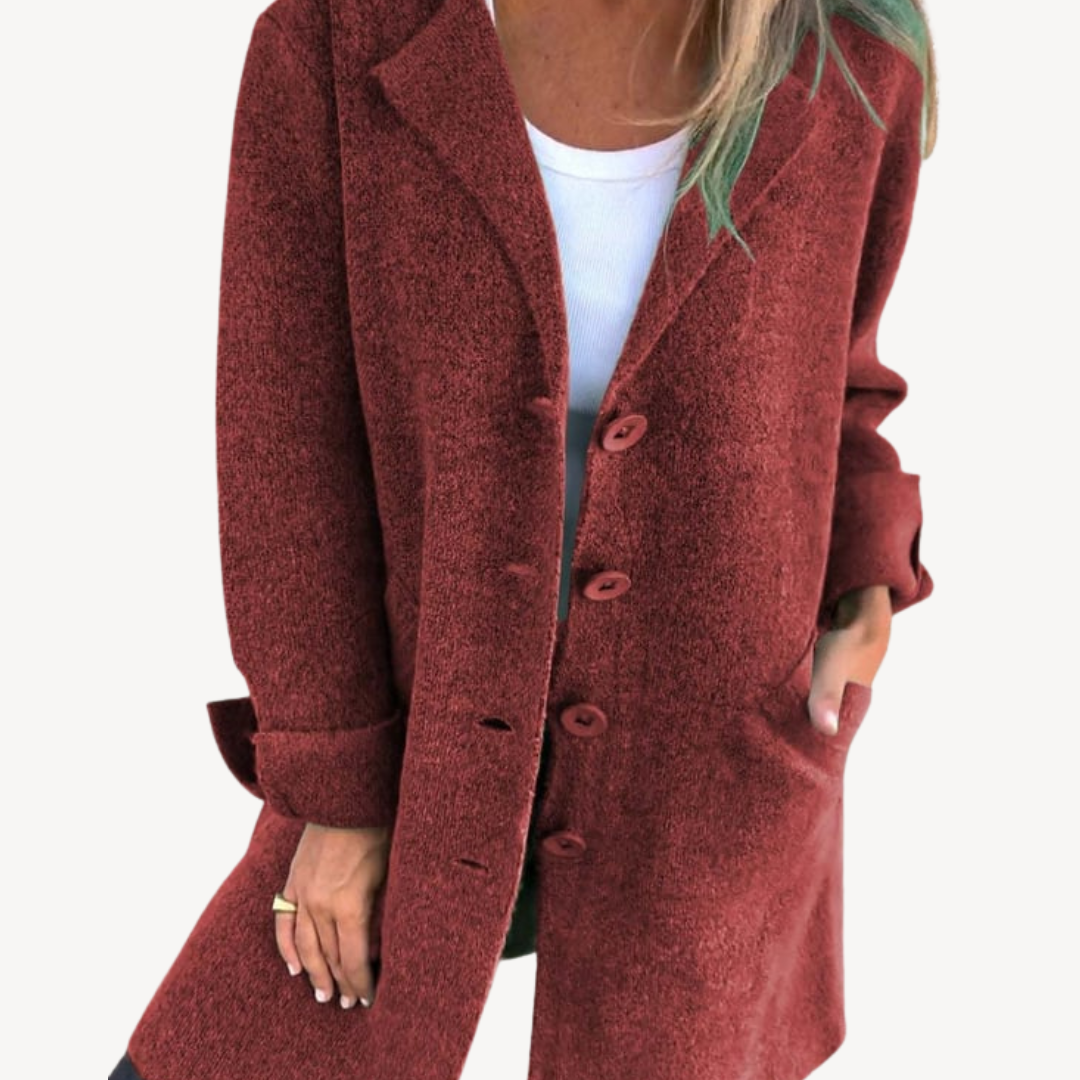 R&B | Frauen Wollmischung Langjacke mit Knopfverschluss