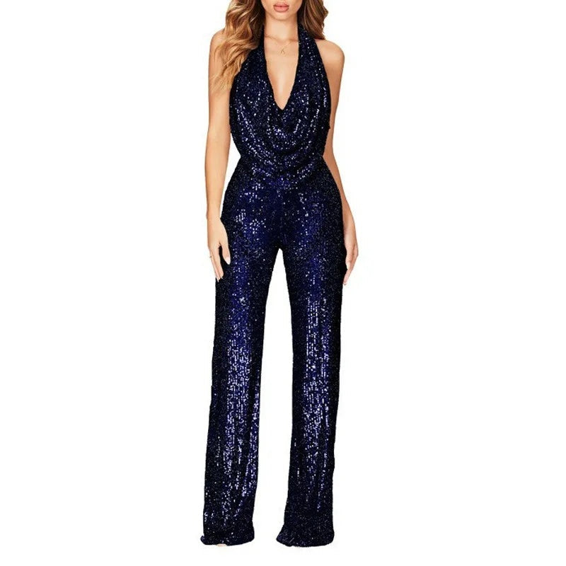 Damen eleganter Glitzer-Jumpsuit R&B