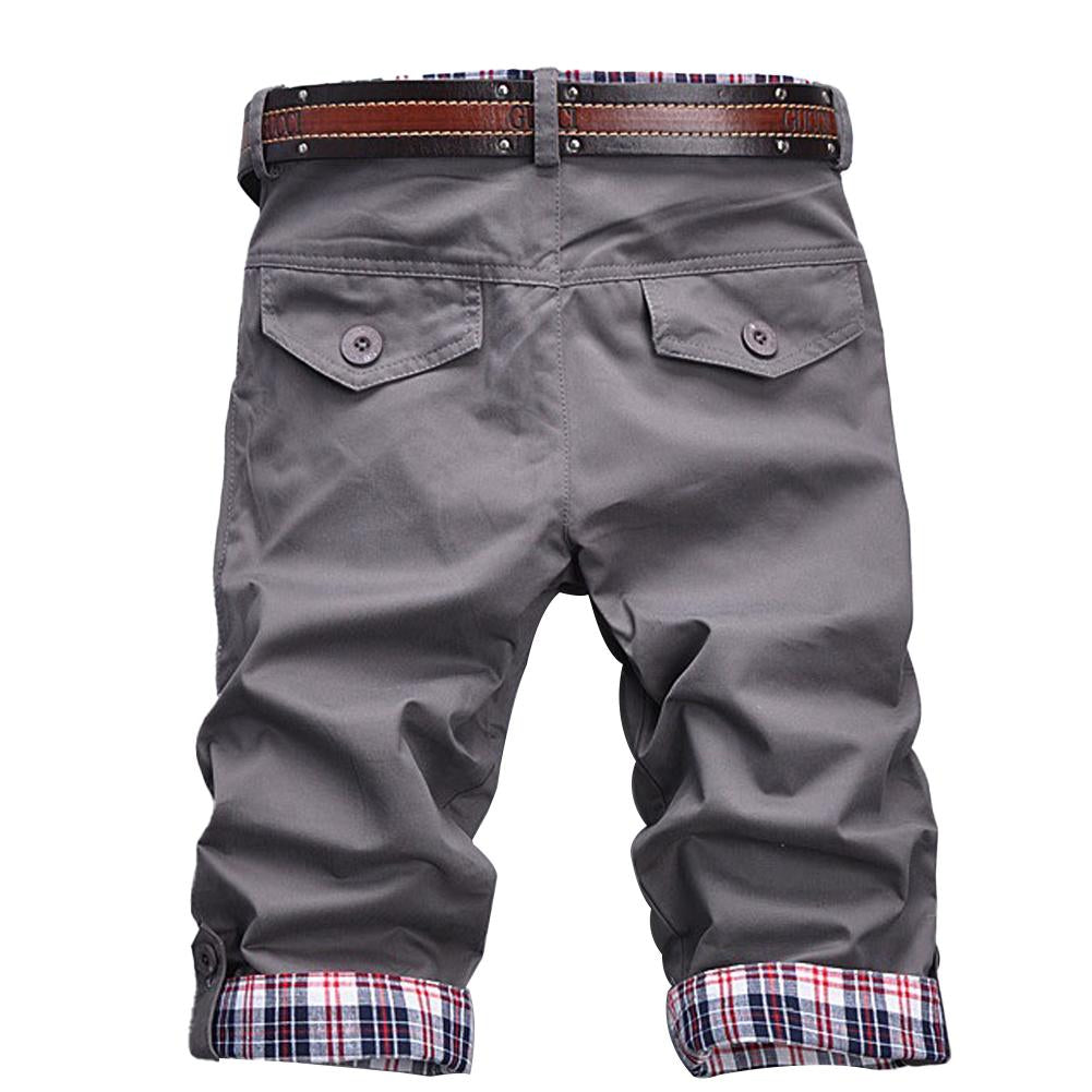 R&B – Hochwertige Shorts mit Gürtel und Karomuster