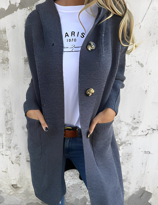 R&B | Lässiger langer Cardigan mit Kapuze für Damen