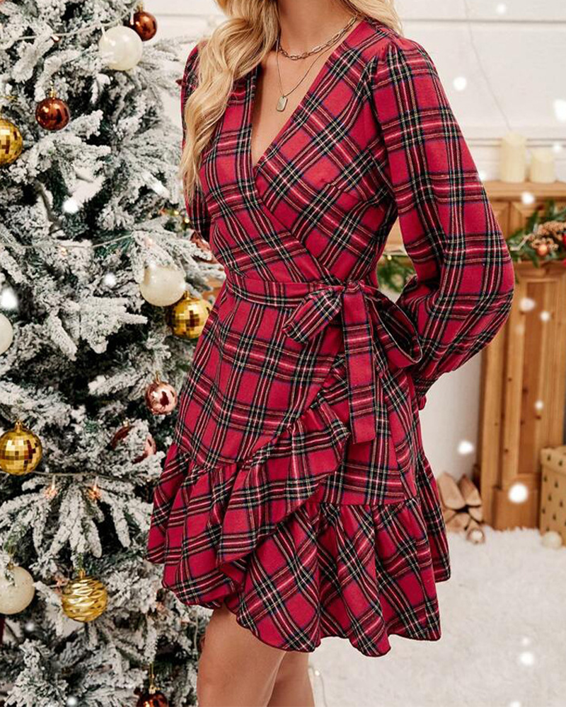 R&B | Weihnachts V-Ausschnitt Schwingkleid