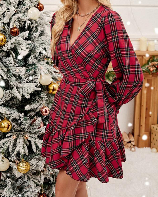 R&B | Weihnachts V-Ausschnitt Schwingkleid