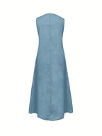 R&B | Jeanskleid Plus Size, Locker, Sommer Midi Kleid mit Baumwoll-Mischung