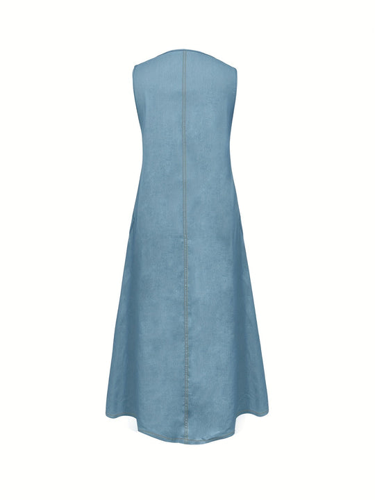 R&B | Jeanskleid Plus Size, Locker, Sommer Midi Kleid mit Baumwoll-Mischung
