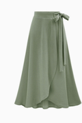 Damen Feminine Bindegürtel Wickel-Midirock