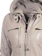 R&B | PU-Jacke mit Kapuze und durchgehendem Reißverschluss