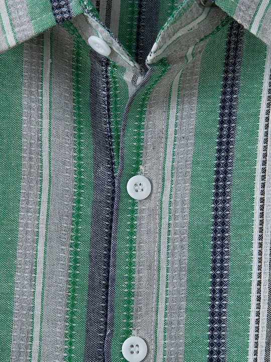 R&B | Gestreiftes Baumwoll Leinen Herrenhemd für Entspannte Looks