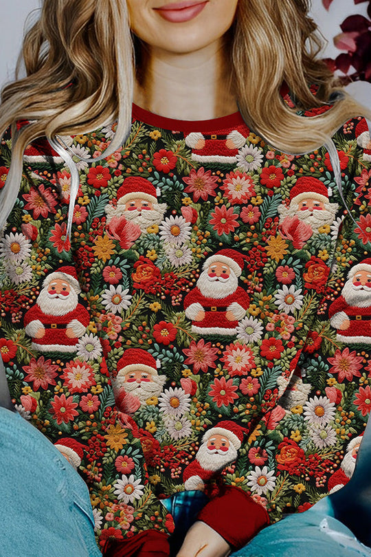 R&B | Bedruckter Weihnachtskontrastfarbe Langarm-Pullover Sweatshirt