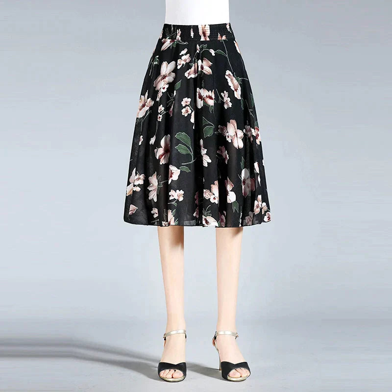 R&B | Damen Chiffon Culottes mit Breiten Beinen und Hoher Elastischer Taille