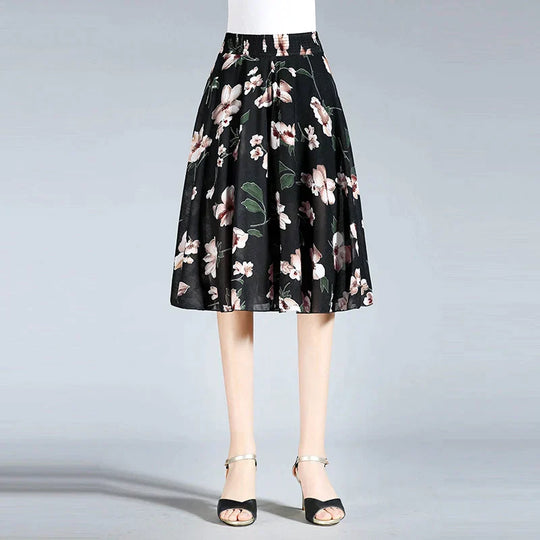 R&B | Damen Chiffon Culottes mit Breiten Beinen und Hoher Elastischer Taille