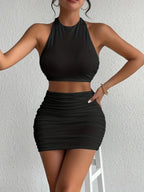 R&B | Ärmelloses Neck Tube Top Weste Hip Wrap Set