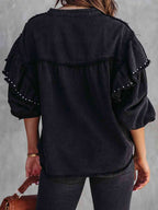 R&B | Button Down Raw Hem Denim Jacke