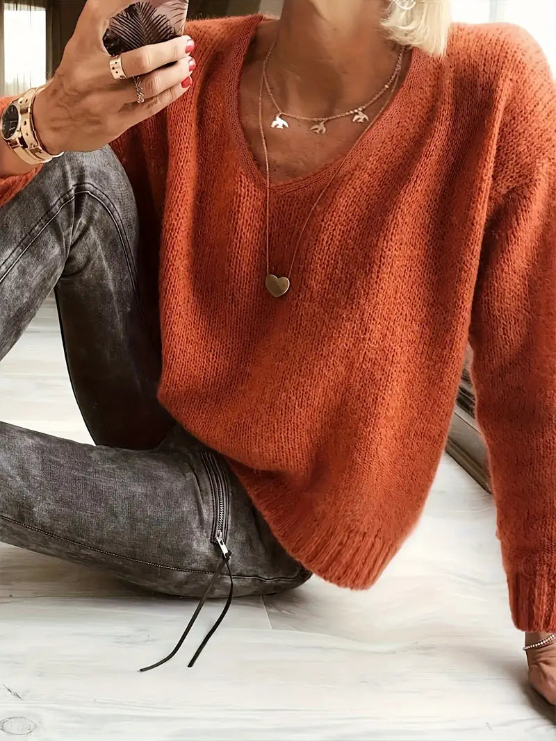 R&B | V-Ausschnitt Pullover mit Feiner Struktur