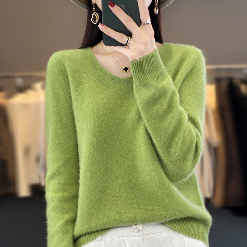 R&B | Lockerer Damenpullover mit V-Ausschnitt für Herbst und Winter