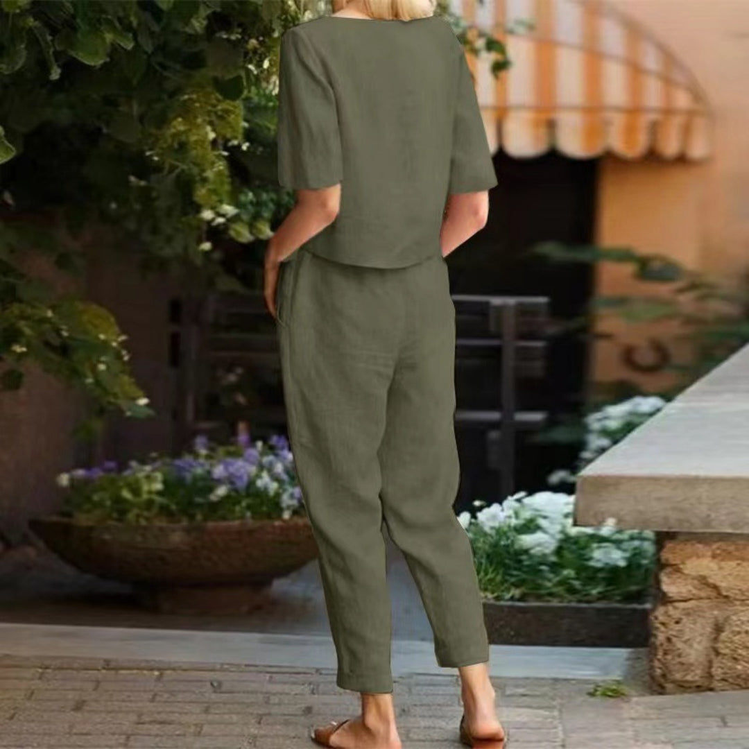R&B | Übergroße Bluse Hose mit weitem Bein Retro zweiteiliges Set