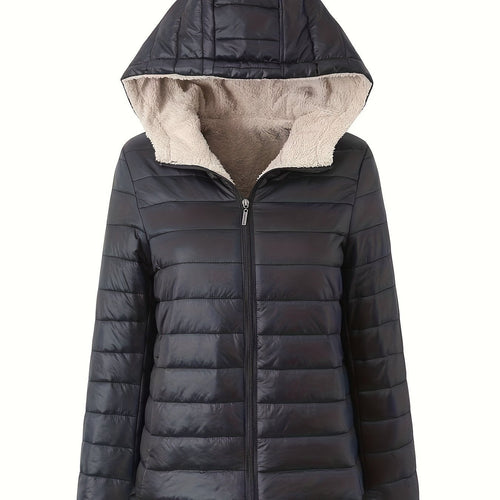 R&B | Wärme Puffjacke mit Reißverschluss und Futter Aus Kunstfell
