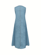 R&B | Jeanskleid Plus Size, Locker, Sommer Midi Kleid mit Baumwoll-Mischung