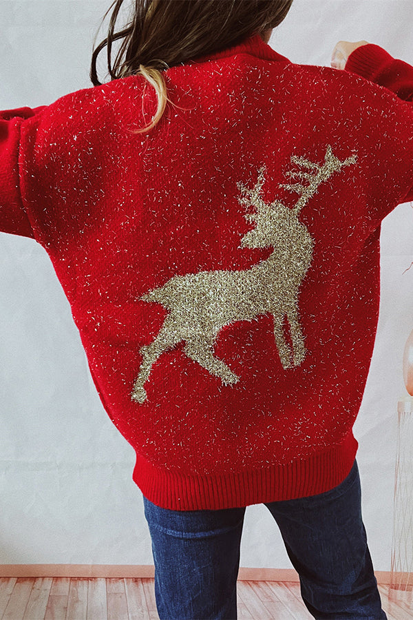 R&B | Weihnachtsmuster Gestrickter Rundhalsausschnitt Langarmpullover