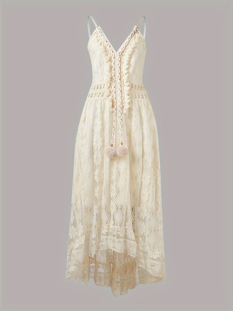 R&B – boho-maxi-sommerkleid mit spaghettiträgern und v-ausschnitt