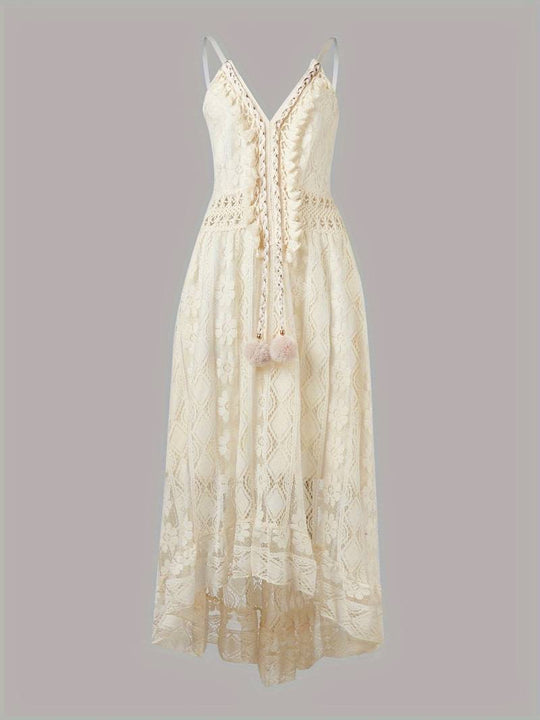 R&B – boho-maxi-sommerkleid mit spaghettiträgern und v-ausschnitt