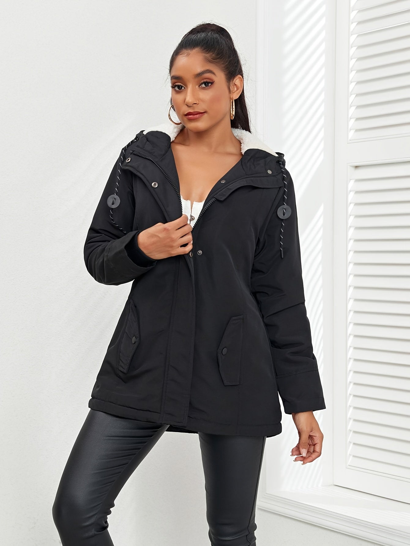 R&B | Winter Casual Cozy mit Fleece-Futter und Kapuze für Damen Ideal für Herbst-Winter