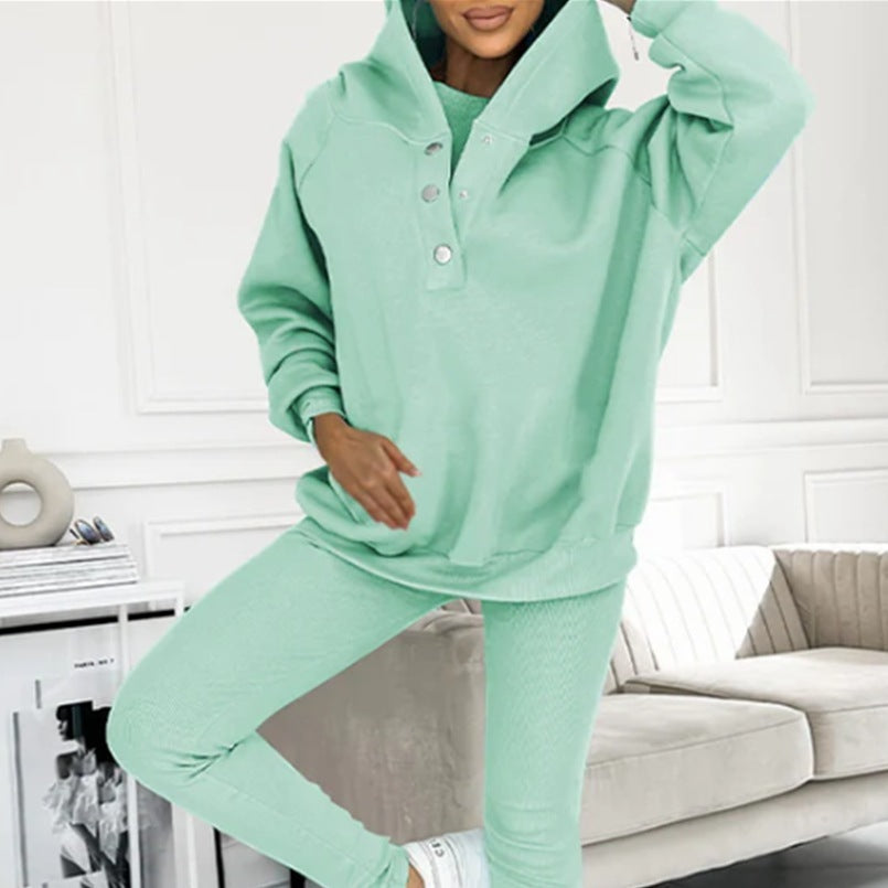 R&B | 3-Teiliges Damen-Sportanzug mit Lockerem Kapuzenpullover und Slim-Hosen