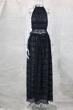 R&B | Neckholder Spitzenweste langes Kleid Set