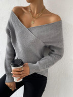 R&B | Strickbluse mit Umschlag V-ausschnitt Elegant und Einfach