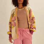 R&B | florale Strickjacke mit weitem Schnitt und langen Ärmeln