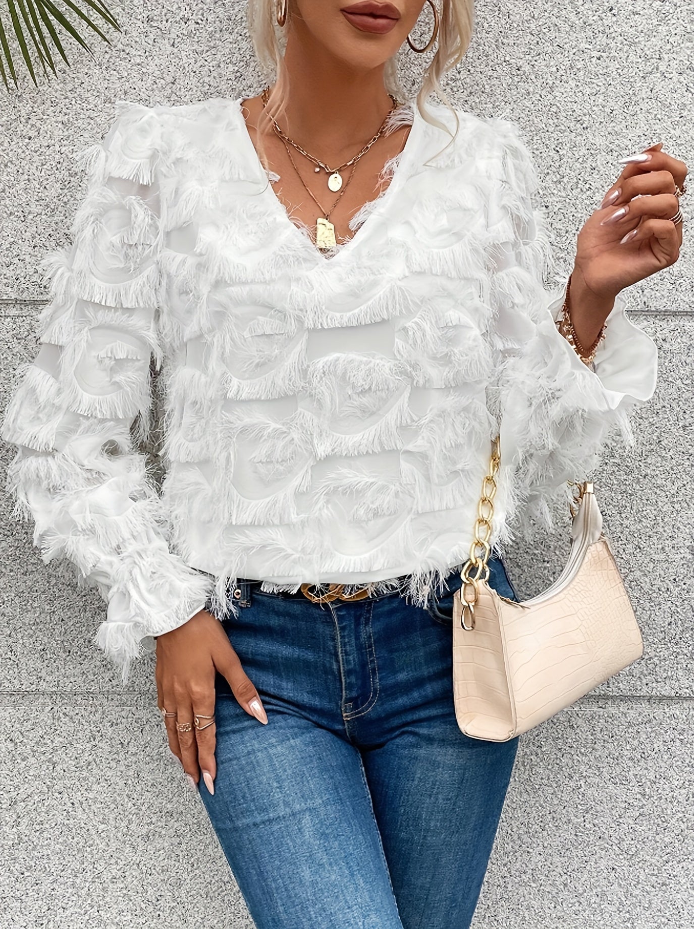 R&B | Elegantes Top mit Fransen-details Polyester Stilvoll und Bequem