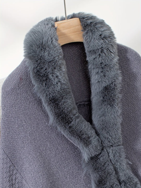 R&B | Faux Fur Cardigan mit Schal Kragen Akryl Warm und Elegant