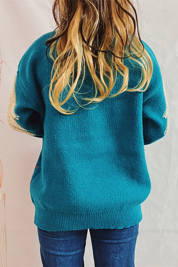 R&B | Weihnachtsmuster Gestrickter Rundhalsausschnitt Langarmpullover