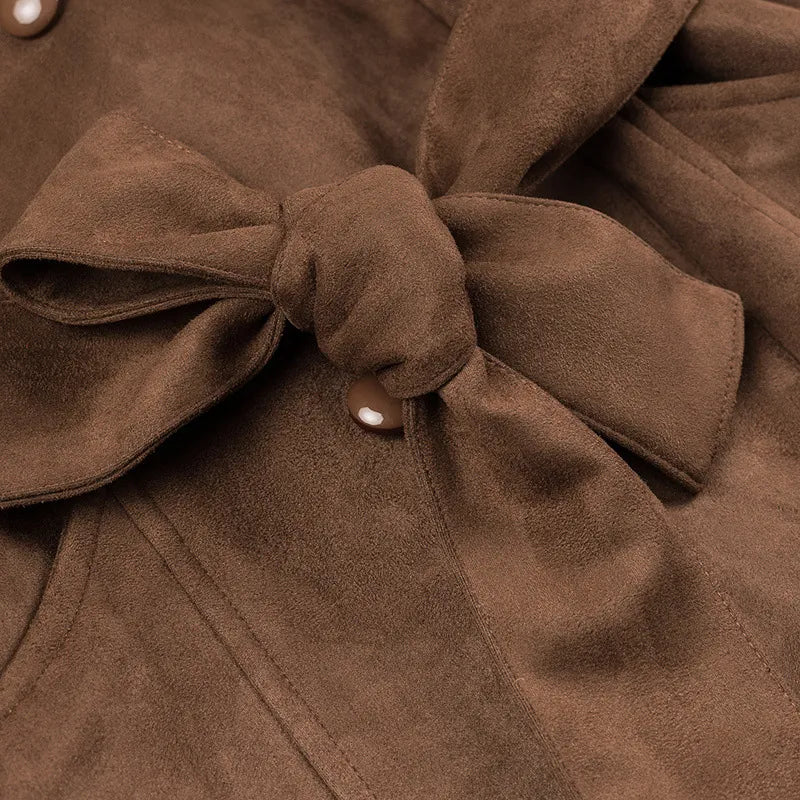 R&B | Trenchcoat mit doppelter Knopfleiste und Revers aus Velours Alana