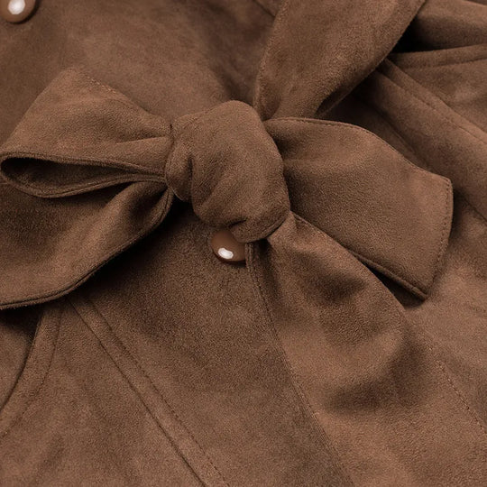 R&B | Trenchcoat mit doppelter Knopfleiste und Revers aus Velours Alana