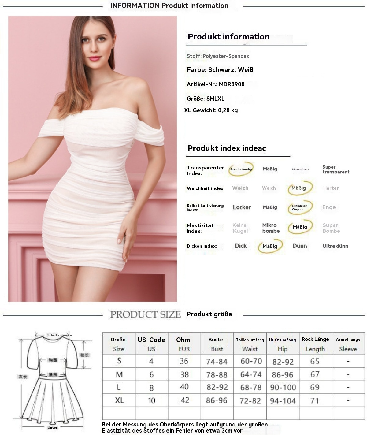 R&B | Schulterfreies Kleid mit einem Kragen