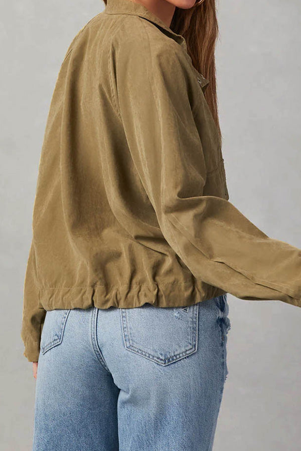 R&B | kariert Revers Mehrknopf-Zwei-Taschen-Midi-Jacke