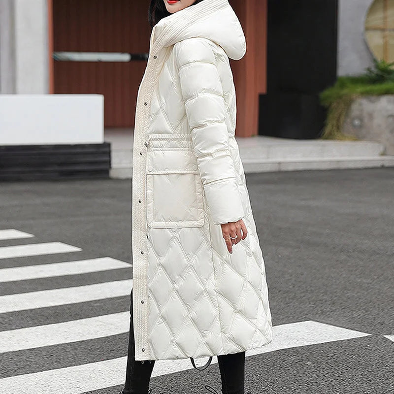 R&B | Winter Lange Gefütterte Jacke für Damen Ideal für Kaltes Wetter