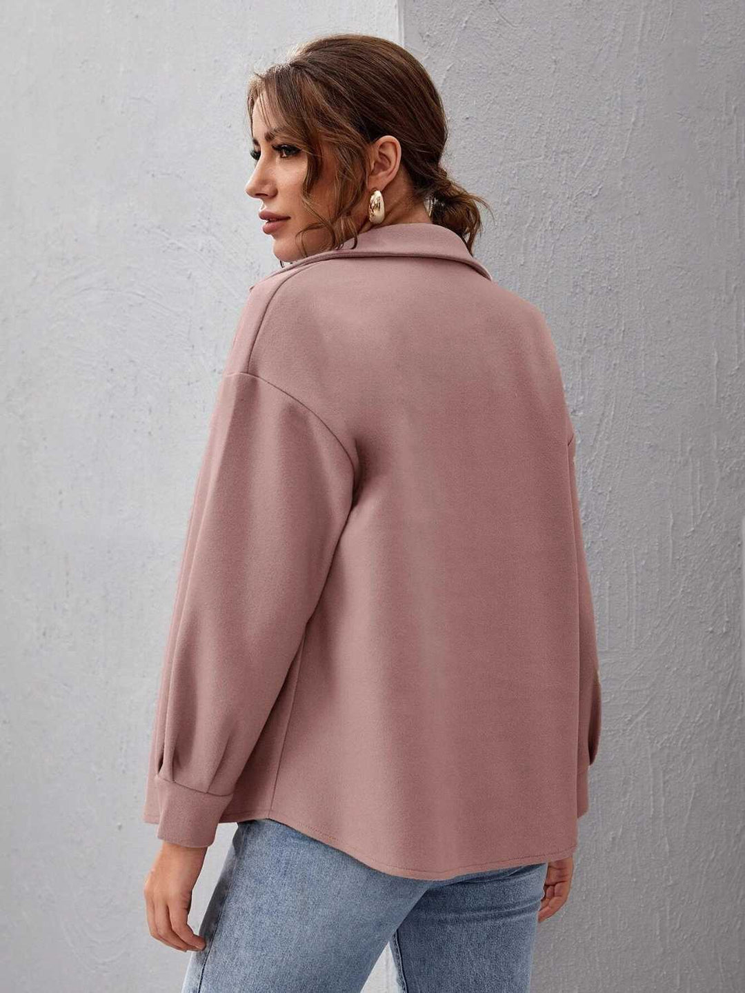 R&B | Locker Schulter Shacket mit Taschen