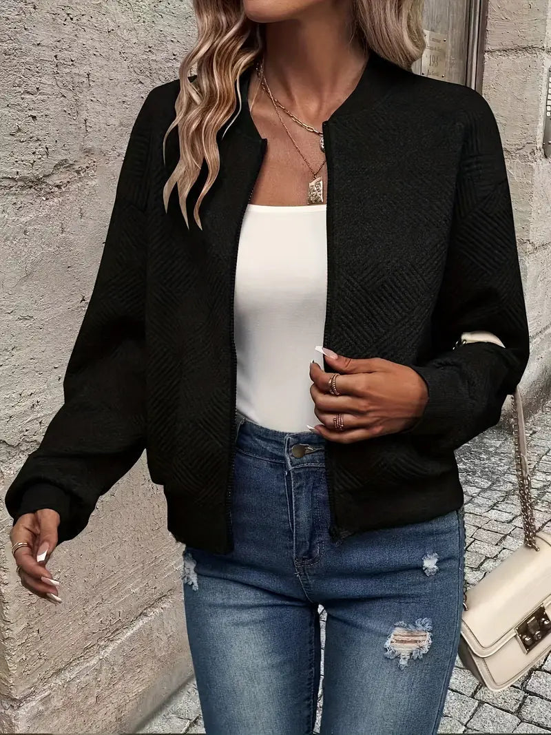 R&B | Cardigan - Damen Herbst Zip-Up Texturierter Cardigan mit Rippbund