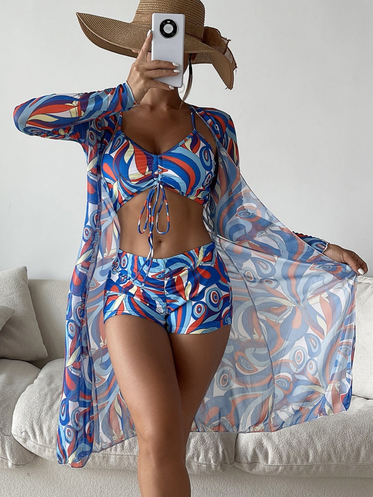 R&B | Bedrucktes dreiteiliges Bikini-Set