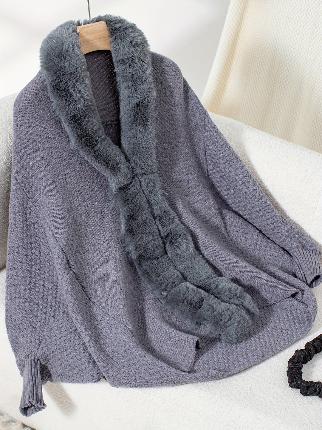 R&B | Faux Fur Cardigan mit Schal Kragen Akryl Warm und Elegant