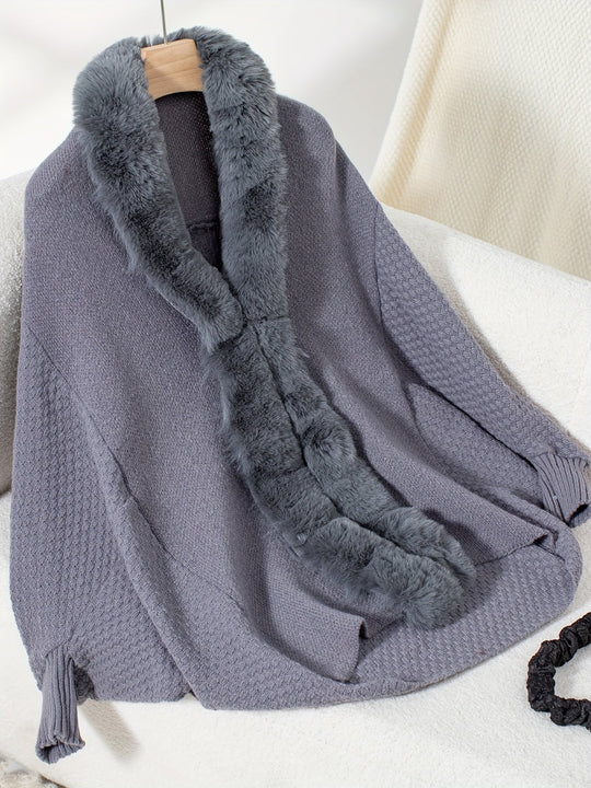R&B | Faux Fur Cardigan mit Schal Kragen Akryl Warm und Elegant