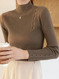 R&B | Eleganter Pullover mit Zierknöpfen und Stehkragen