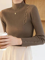 R&B | Eleganter Pullover mit Zierknöpfen und Stehkragen
