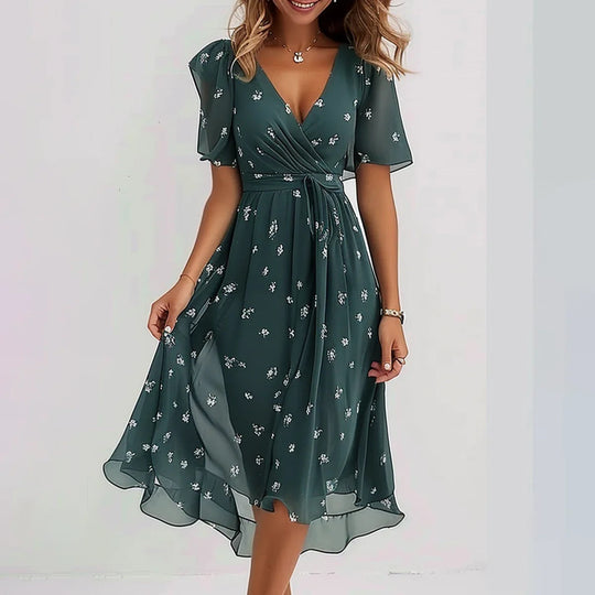 R&B | Stilvolles Blumenkleid mit Kurzen Ärmeln
