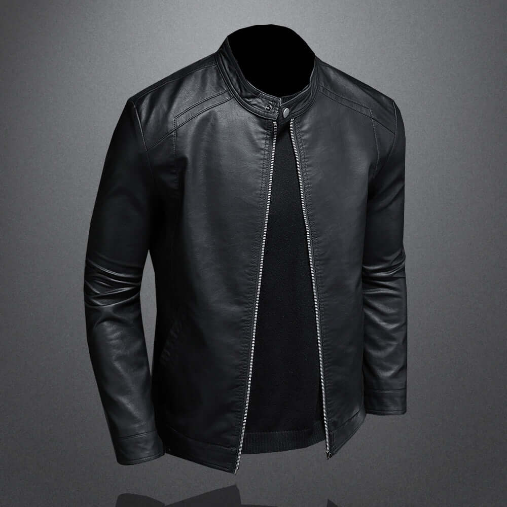 R&B | Klassischer Stil Kunstleder Bikerjacke für Männer