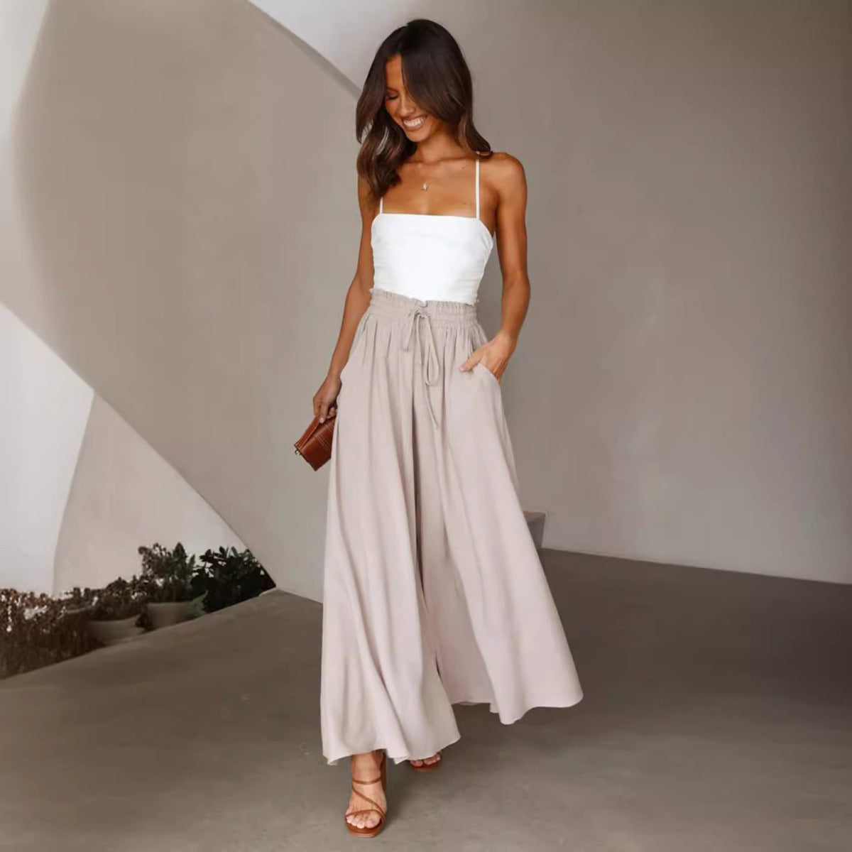 R&B | Hose mit weitem Bein und elastischer Taille