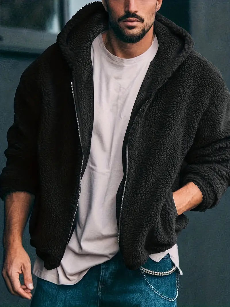 R&B Teddyjacke mit Reißverschluss für Männer
