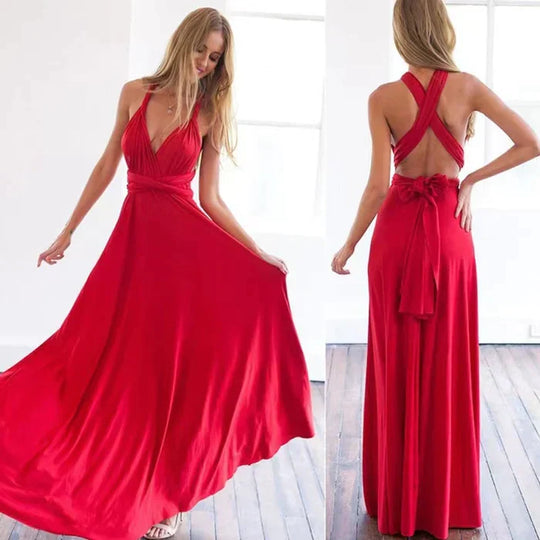 Damen Elastisches Wickelkleid mit Riemen für perfekte Passform